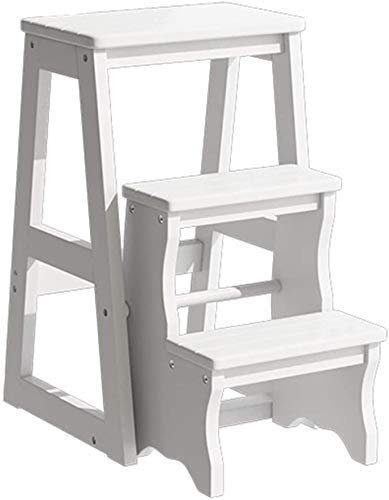 SORVA Escabeau en Bois à 3 Niveaux escabeau Pliant escabeau de Chambre Portable échelle Polyvalente étagère de Rangement Tabouret de Salle de Bain Multifonctionnel chaises d'escalier avec Gain de