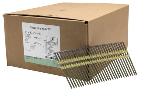 UnitSteel 21° Rundkopf Streifennägel, 3,1X80mm, 3.000 stück, Glatt/verzinkt