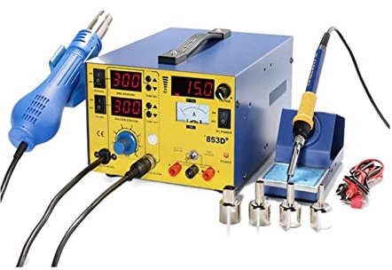 CASEGO Welder Welding Machine, 853D+ 3A BGA rework station hot air gun soldering station with power 3 in 1 soldering iron,LED Digital Display