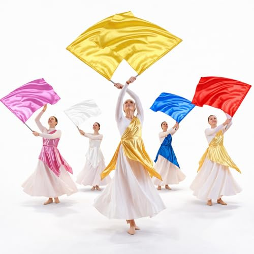 Mindsoft 10 Stück 54,9 x 68,1 cm Lob Tanz Anbetungsflaggen mit skalierbarem Stab Rechteck Engelsflügel Flagge Kirche Banderas de Danza Lob Kirche Flaggen für Anbetung Tanzteam Outdoor Praxis