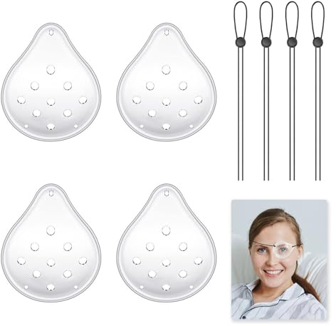 Transparent Eye Shield, Ventilated Eye Patches After Cataract Surgery, 9-Hole Protective Plastic Eye Shields with Adjustable Strap, Breathable Eye Masks, Eye Care Accessories for Adults (4pcs)