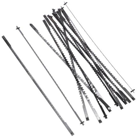 Scroll Saw Blades With Spiral Teeth, 36Pcs 127mm Carbon Steel Fretsaw Blades ScroII Saw Blades with Pin 15/18/24 Teeth Standard Fine Cut Saw Blades