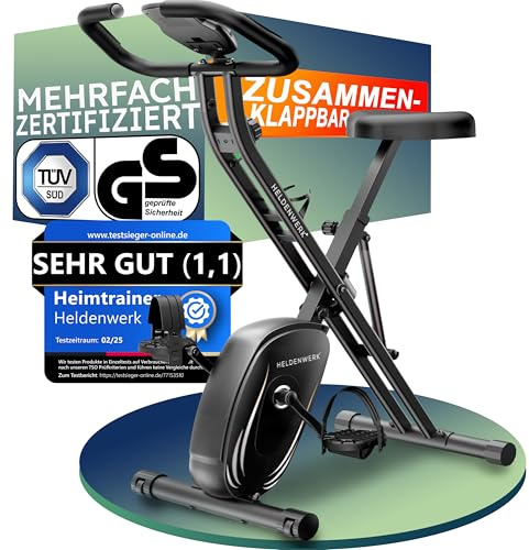 Vélo d’appartement pliable Set NEUF 2025 – silencieux & confortable [Selle confort FlexiFoam] – charge maximale 150 kg – velo d appartement certifié TÜV GS – vélo appartement pliant pour la maison