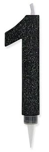 Chianese Candelina Maxi Sweety numero 1 Nero Glitterata 15cm per Compleanno | Candeline per Torta Compleanno | Candele Particolari per Feste, Anniversari e Decorazioni Dolci