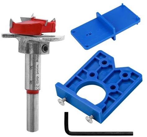 HaoTrade 35mm Hinge Jig Drill Guide Sets, Door Hinge Hole Drilling Jig Forstner Bits Set, Drilling Woodworking DIY Tools for Cabinet Hinges Mounting Plates Cupboard