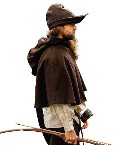 Leonardo Carbone® Herren Kopfbedeckung Robin Hood-Hut | Asymmetrischer Rand | Mittelalterlicher Stil | Karneval, Halloween, Cosplay, LARP, Hut, Mütze, Accessoire | Wolle