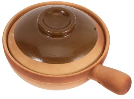 VERDANVERSE Traditional Earthenware Clay Pot 600ml Korean Clay Soup Pot Lid Small Side Handle for Rice Cooking and Stewing Suitable for Home and Outdoor Use