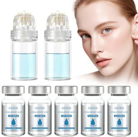 Mikro-Infusionssystem(mit micro needling serum),Micro Infusion System für Gesicht mit 5 Flaschen Essenz und 2 Roller,Mikro 1,5-Needling Roller,Micro Needling ist für die meisten Hauttypen geeignet