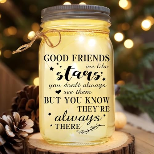 BUZCOZY Mason Jar Night Light for Bestie, Home Decoration Lights,Birthday Day Gifts for Women, Personalized Mason Jar Christmas Gifts for Best Friends Sister (Friend)