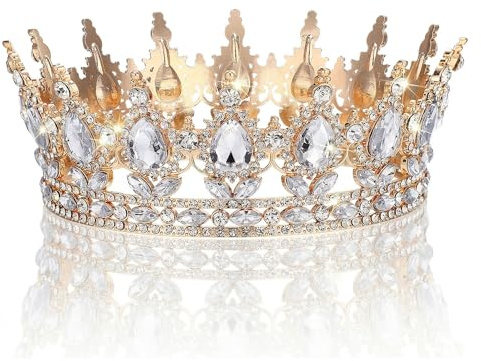 ULTECHNOVO Vintage-Königin-Krone für Damen: Kristall-Tiara-Haarband, Haar-Accessoire für die Braut – Strass-Kopfschmuck für Hochzeiten, Verlobungen, Festzüge und Geburtstagsfeiern