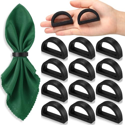Lot de 12 ronds de serviette tissés à la main en demi-cercle de jacinthe d'eau pour Thanksgiving, Noël, décoration de table de ferme, récolte, mariage, banquet