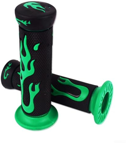 Comfort Fit - Empuñaduras de mango con patrón de llama de 22 mm, 7/8 izquierda, 24 mm, 1 derecha, para motocicleta, ATV, ciclomotor y bicicleta eléctrica (verde-negro)