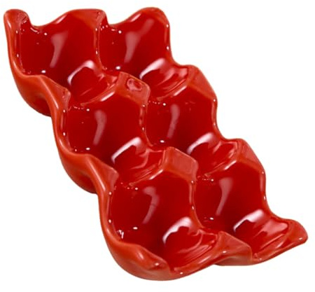 Portauova in Ceramica Rosso, Vassoio per Uova, 1 Pezzo | Cucina e Ristorante, Mantiene gli Alimenti Stabili, Accessorio per Conservazione e Servizio