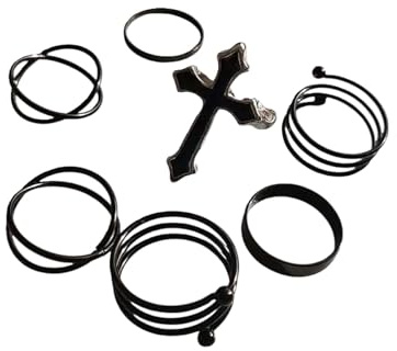 Ring For Women Pumk Cool Anillos Vintage Simple Black Cross Chain Joint Ring Sets Women Accessories Jewelry Gifts Party