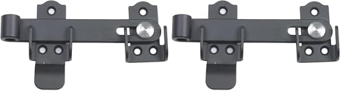 Amig - Aldabilla para Contraventanas Mod.50-130 x 86 mm - Cierre Interior para Reducir Ruidos y Corrientes de Aire - De Acero Acabado en Negro - Incluye tirafondos (Paquete de 2)