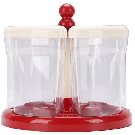 CHICIRIS Roterande Risdispenser Lufttät 360° Matförvaring för Kök eller Skafferi 5 Galler PP PET 25x22cm (Röd)