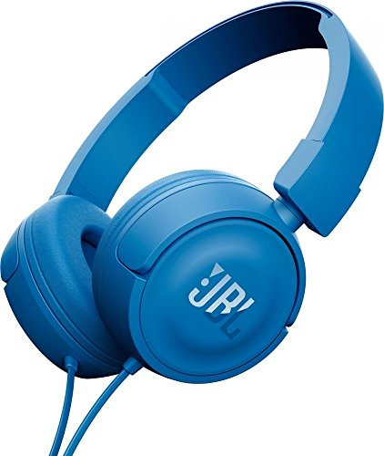 JBL Tune 450 On-Ear Lightweight Foldable Headphones with Pure Bass Sound, Universal 1-Button Remote with Built-In Microphone, Blue