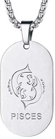 FaithHeart Sternzeichen Kette für Herren, Edelstahl Halskette mit Sternbild Anhänger, Punk Erkennungsmarke Anhänger für Geburtstag Weihnachten Valentinstag