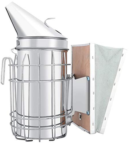 TOPINCN Bee Smoker Edelstahl Handbuch Bee Hive Smoker Imkerei Bienenzucht Tool Kit Set mit Hitzeschild Schutz MEHRWEG VERPACKUNG