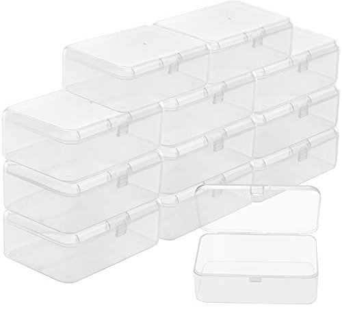 BELLE VOUS Kleine Box mit Deckel (12 Stk.) - 12 Boxen im Set - Aufbewahrungsboxen aus Kunststoff - Plastikbox Behälter - Aufbewahrungsbox mit Deckel klein