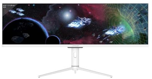 LC-Power LC-M44-DFHD-120 | Monitor Gaming Piatto 43,8 Pollici IPS Eye Surround | Dual Full HD 3840x1080, 32:9, 120 Hz, 4 ms OD e 1 ms MPRT | USB-C con 65 W PD, 3X USB-A, FreeSync Premium