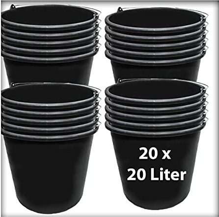 20 STK. 20 l Baueimer Zementeimer Mörteleimer Eimer mit Henkel Ernteeimer Putzeimer Wassereimer