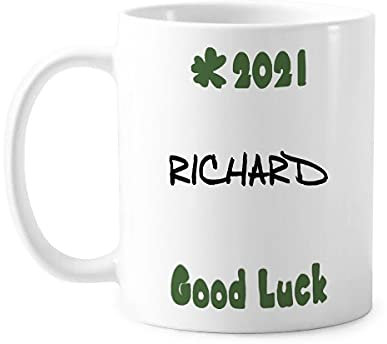Une écriture nom Anglais Richard Bonne Chance pour 2021 Mug Poterie Céramique Café Porcelaine Tasse Vaisselle