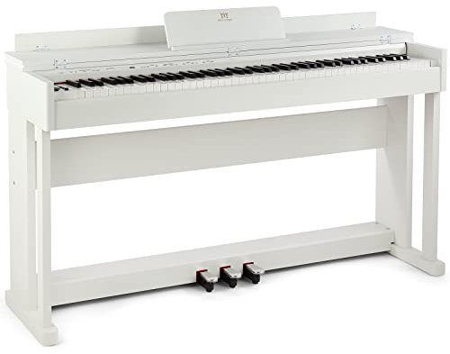 MUSTAR Digital Piano 88 Tasten mit Hammermechanik, E Piano weiß, E-Klavier mit 3 Pedale Adapter, 2 Kopfhöreranschluss, Duales Kontrollsystem, USB/MIDI, Klassisch professionell
