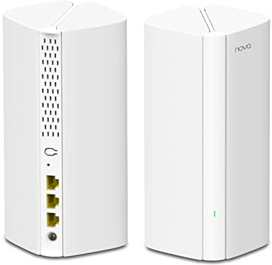 Tenda Nova MX12 Mesh WLAN System -AX3000 Wi-Fi 6 Dualband Mesh Set - empfohlen für Häuser mit 1-2 Schlafzimmer - 6xGigabit Port - Ersetzt Router und Repeater - APP Steuerung - WPA3-2er Pack