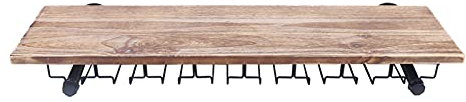 Acesunny Estante de Pared para Copas de Vino Con Soporte de Mango y Botellas - Madera + Hierro