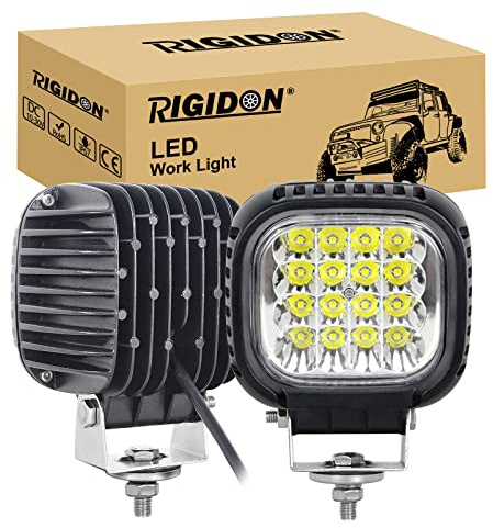 RIGIDON 1x led arbeitsscheinwerfer 48W, 5 zoll 4800lm zusatzscheinwerfer | 12V 24V, wasserdicht, 6000k weiß, spot, led pods, offroad beleuchtung, für auto offroad ATV traktor LKW KFZ 4x4 fahrzeuge