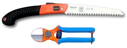 KIT GIARDINAGGIO DUE BUOI CON FORBICE FORGIATA DOPPIO TAGLIO 133/20 E SEGHETTO PIEGHEVOLE RS180/18 PER LA POTA