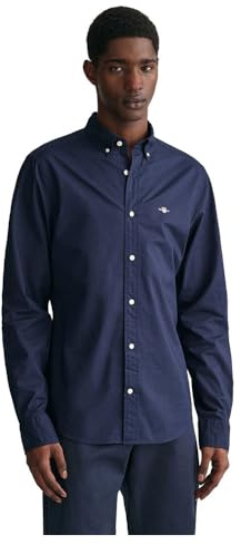 GANT Slim Poplin Shirt finskjorta för män, Marinblå, L