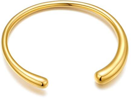 WOWORAMA Klobige goldene Armreifen für Damen 18 Karat vergoldet tropfenförmige offene verstellbare goldene einfache minimalistische offene Armreifen