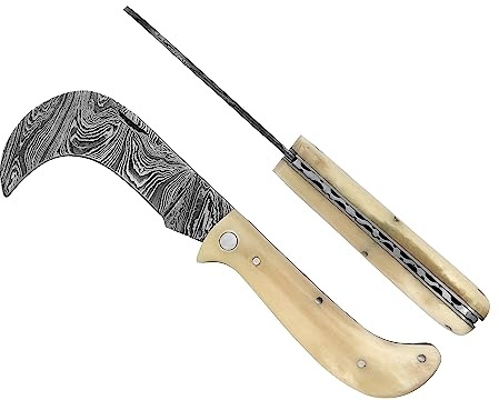 laguiole artisan 3818 Serpette Damas élégance 10 cm – Blanc eau buffalo os poignée « rustique »