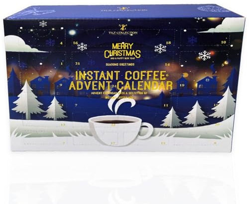 Coffee Advent Calendar 2025 – 24 Flavoured Instant Coffee Sachets – Hazelnut, Vanilla, Mocha & More – Luxury Christmas Countdown Gift Set – Festive Coffee Advent Calendar for Men, Women & Secret Santa