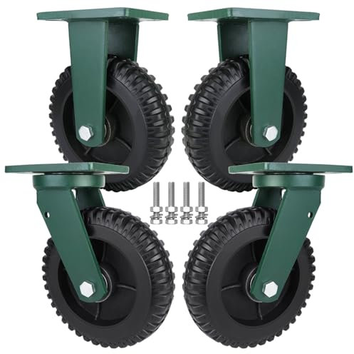 Lenkrolle Transportrollen 4 Stück Satz Schwerlastrollen Bockrolle Ø 15cm 20cm Industriell Rollen, Vollgummi Rollen, Mit Kugellager, Tragkraft 2000Kg Plattenrollen Mit Schrauben
