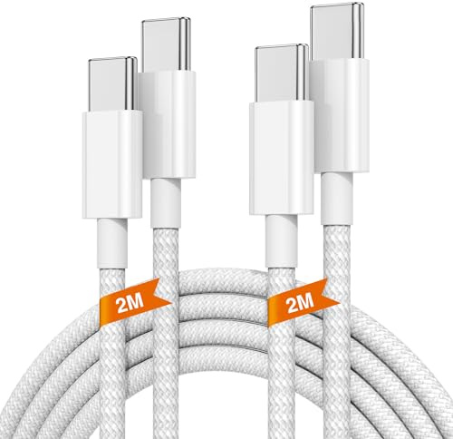 2Pack 2M iPhone 17 16 15 USB C to USB C Charger Cable, 60W Type C Fast Charging Wire Lead Long for Apple iphone 17 Pro Max/17 Air/16/16 Pro/15 Plus/15/Samsung Galaxy S24+/S23 Ultra/MacBook Pro/iPad