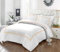 Tamor® Embroided Baratta Stitch Duvet Cover Set with Matching Pillowcases - Ultra-soft Brushed Microfibre – Chic & Modern Design – Easy Care & Machine Washable (White/Gold, Super King)