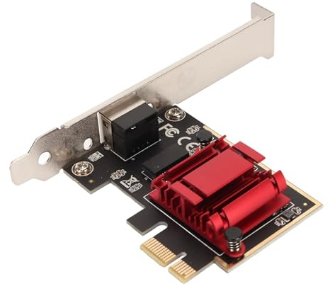 ASHATA Adaptador de Red PCIe, RTL8125B 10 100 1000 2500Mbps Tarjeta de Red PCI Express Gigabit, Tarjeta de Red PCIe de Puerto RJ45 para Juegos de Oficina de Computadora