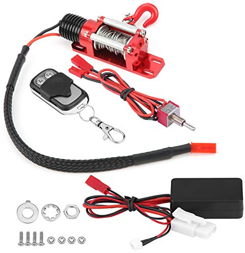 Cocoarm Treuil de Voiture RC Treuil sur Chenilles RC 1/10 Treuil RC Treuil électrique en Métal pour Voiture RC avec Accessoire de Pièce de Mise à Niveau de Télécommande