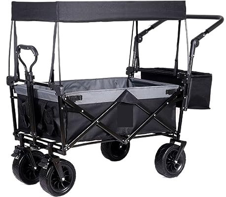 CCYENG Trolley Cart Klappwagen Tragbarer Verstellbarer Gartenwagen mit Markise für Picknicks Camping Shopping Strände Campingwagen Gartenwagen