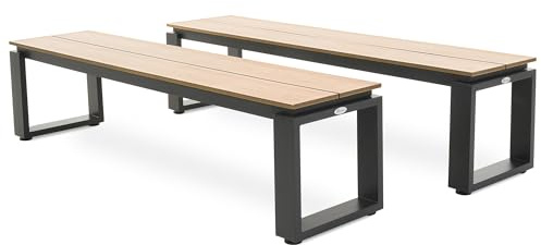 di volio Gartenbank Pisa Aluminium Holzoptik 3-Sitzer wetterfest für Garten | 160 cm breit, rostfrei, UV-beständig, bis 320 kg belastbar, leicht, Terrasse, Balkon, pflegeleicht