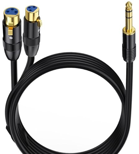 LOKEKE 0,5 M Dual-XLR-Buchse auf 6,35 mm (1/4 Zoll) Klinken-Stereo-Stecker Y-Splitter-Kabel, unsymmetrisches 2-XLR-Buchse auf Viertel-Zoll-Adapter-Patchkabel