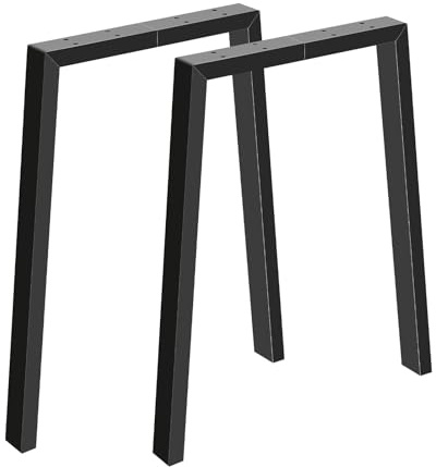 Pieds de Meubles Noir 71cm, 2 Pieds de Table Trapézoïdaux Metal, Pied Bureau Pieds Table Basse Noir, Pieds Table a Manger en Fer Robuste, Pieds de Table de Conférence Industriel, Assemblage Nécessaire