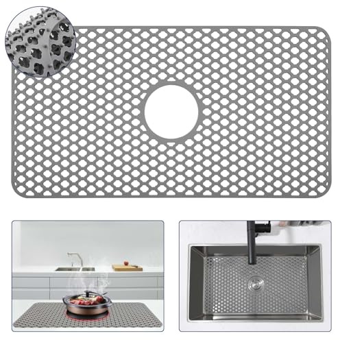 Snuggery Silicone Sink Protectors for Kitchen Sink, 28x15 Center Drain | Scratch protection, cushions fragile dishes and glassware, dishwasher safe, food-grade silicone, 446°F heat resistant
