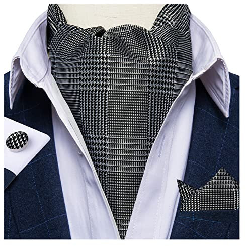 Aqxyedc Gentleman Wine Red Cravat Ascot Krawatte for Männer Britisch Vintage Stil Cravat Herbst Winter Schal Krawatte Set for formelle Geschäfte wanglan(AS-2044)