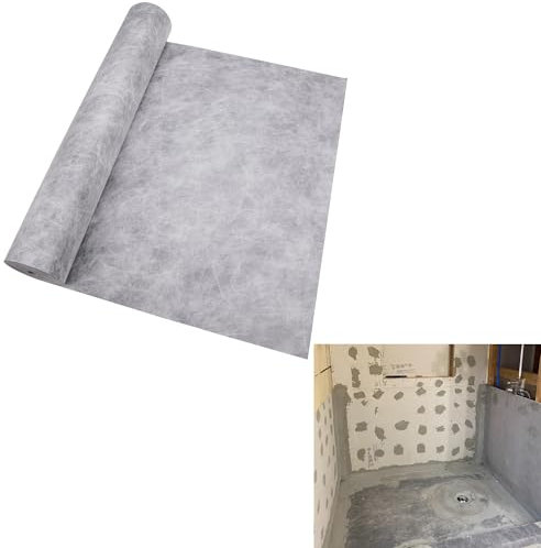 WEBANG Sous-couche de sol imperméable - 1 x 25,6 m - Épaisseur : 25,6 mm - Protection supérieure pour carrelage, douche, salle de bain, gris