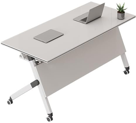 YVYKFZD Klappbarer Konferenztisch, Seminar Besprechungstisch mit Rollen, mobiler Schreibtisch Klapptisch mit Klappplatte, tragbarer rollbarer Meetingtisch Mehrzwecktisch(4PCS,55.1x15.7x29.5)