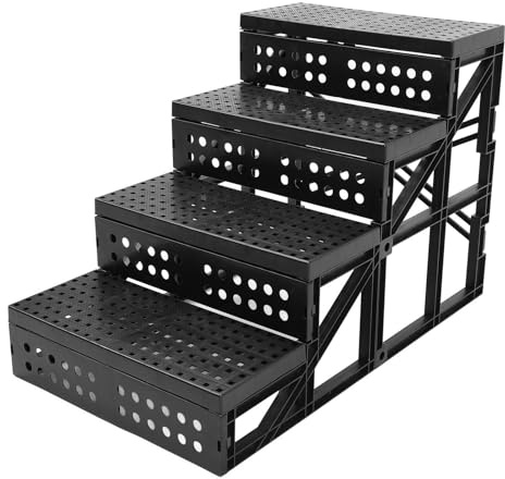 Hundetreppe mit 4 Stufen, Faltbare Hundetreppe für Hochbett und Couch mit Rutschfester Oberfläche und Verstellbarer Höhe, Tragbare Haustiertreppe für Kleine Hunde und Katzen